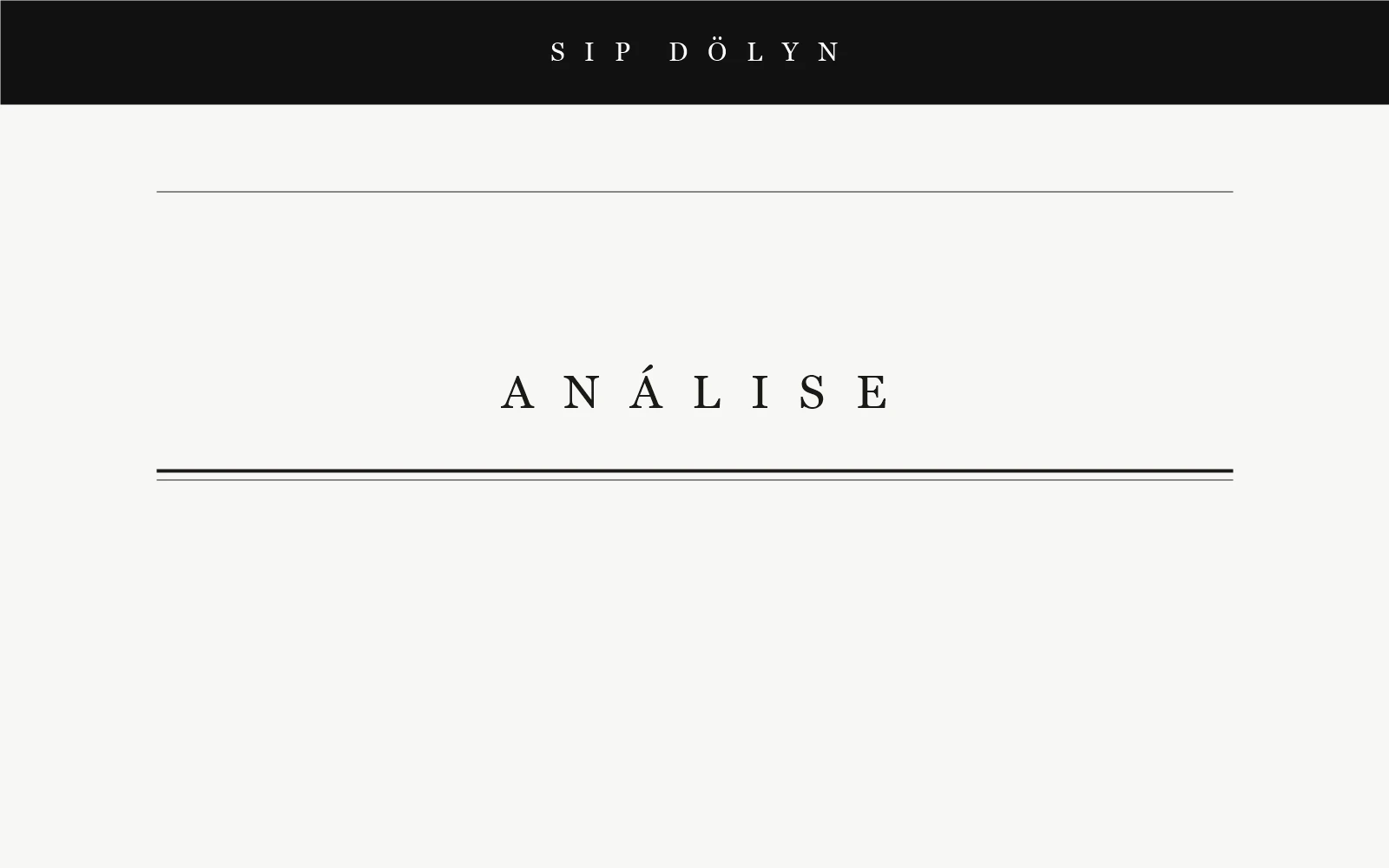 Capa tipográfica da Sip Dölyn, com o nome da publicação e a palavra Análise